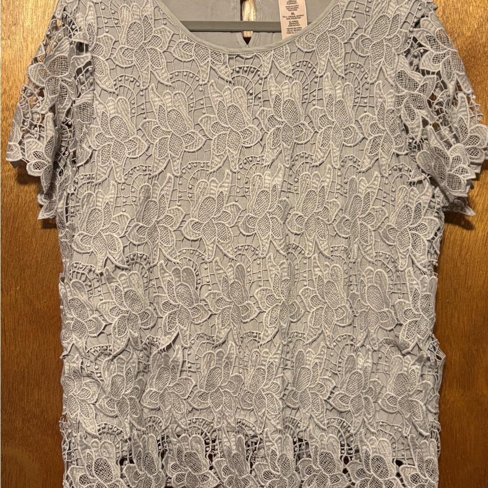 Philosophy Floral Lace Blouse - Light Gray